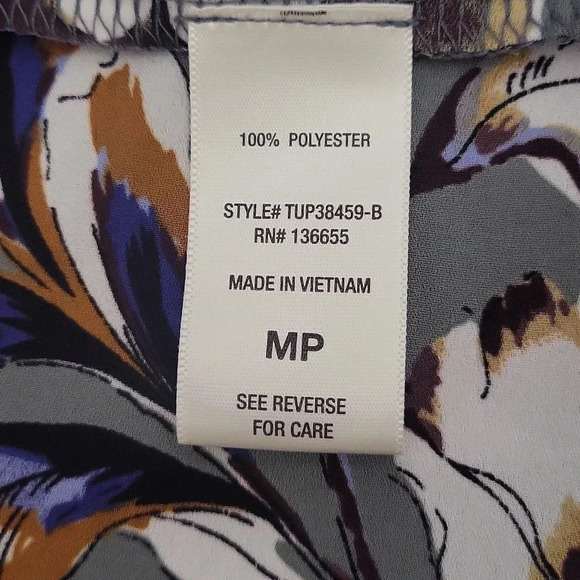 🛍West Kei Costello Grey Floral Flowy Tie Front Short Sleeve Top Womens‎ Size MP - Picture 4 of 6